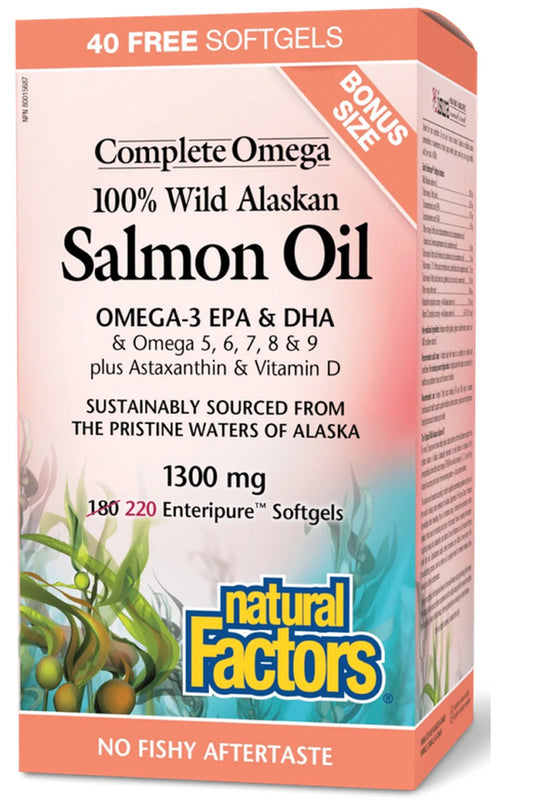 NATURAL FACTORS Wild Alaskan Salmon Oil (1300 mg - 220 sgels)