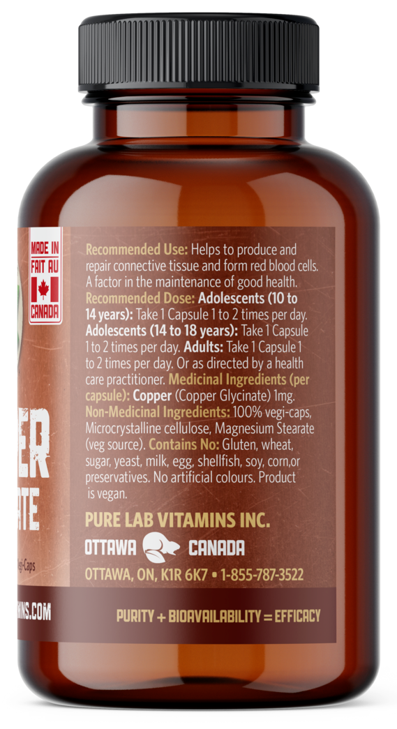 Brown supplement bottle with label on a white background