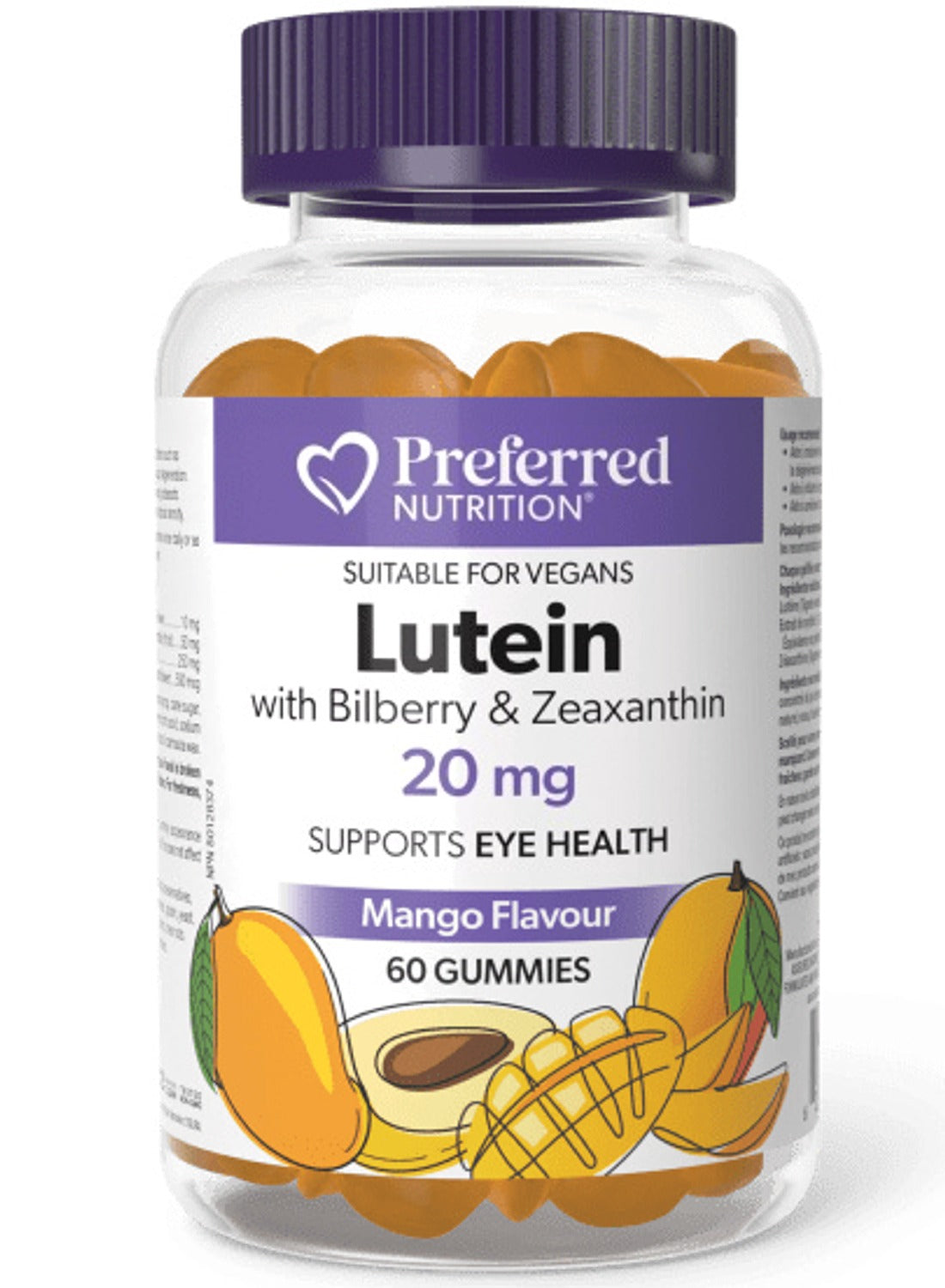 PREFERRED NUTRITION Lutein with Bilberry & Zeaxanthin (60 gummies) SAVE - Short Dated (01-2026)