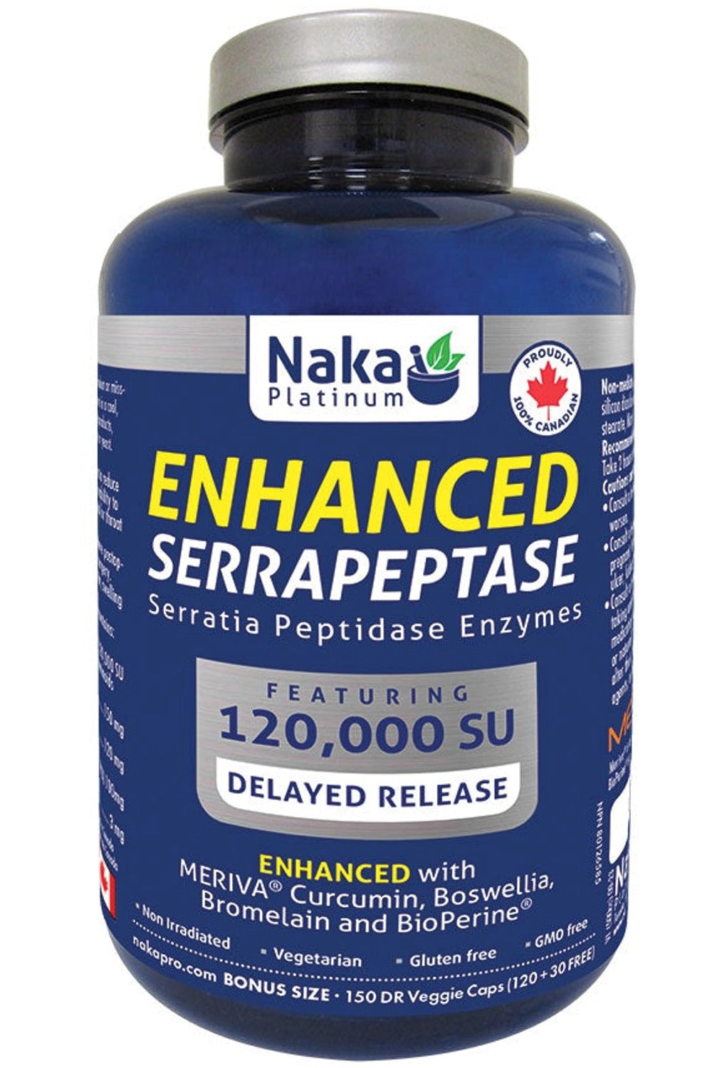 NAKA Platinum Enhanced Serrapeptase + (120,0000SU - 150 DR vcaps)