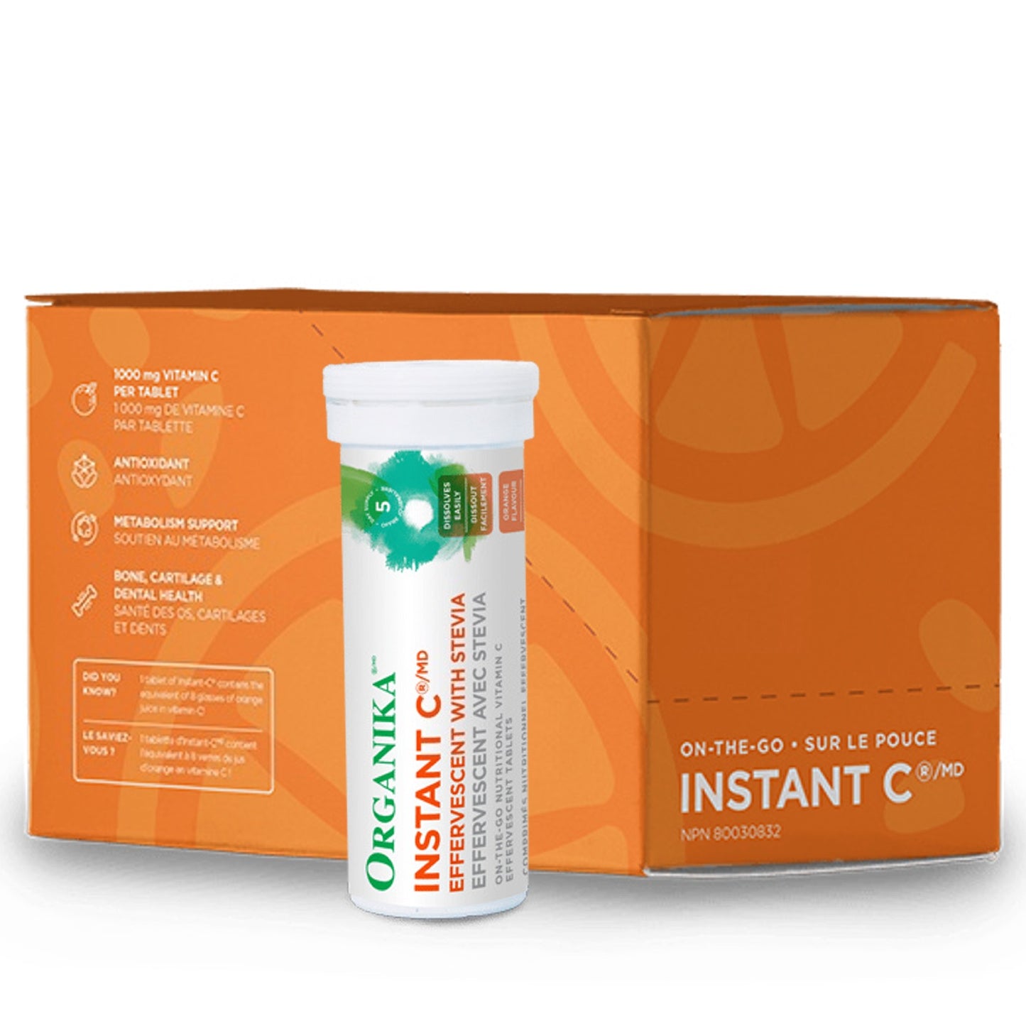 ORGANIKA Instant-C 1000 mg (with Stevia - 8 Tubes x 10 Tabs)