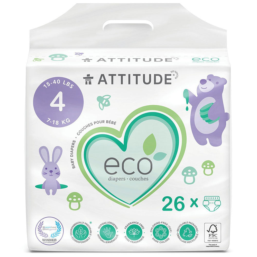 ATTITUDE Baby Diapers Maxi Size 4 (7 to 18 kg - 26 ct)
