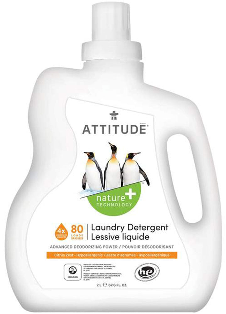 ATTITUDE Laundry Detergent (Citrus Zest - 80 Loads)