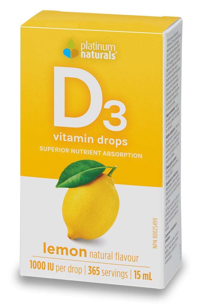 PLATINUM Vitamin D3 Drops (Lemon - 1000 iu - 15 ml)